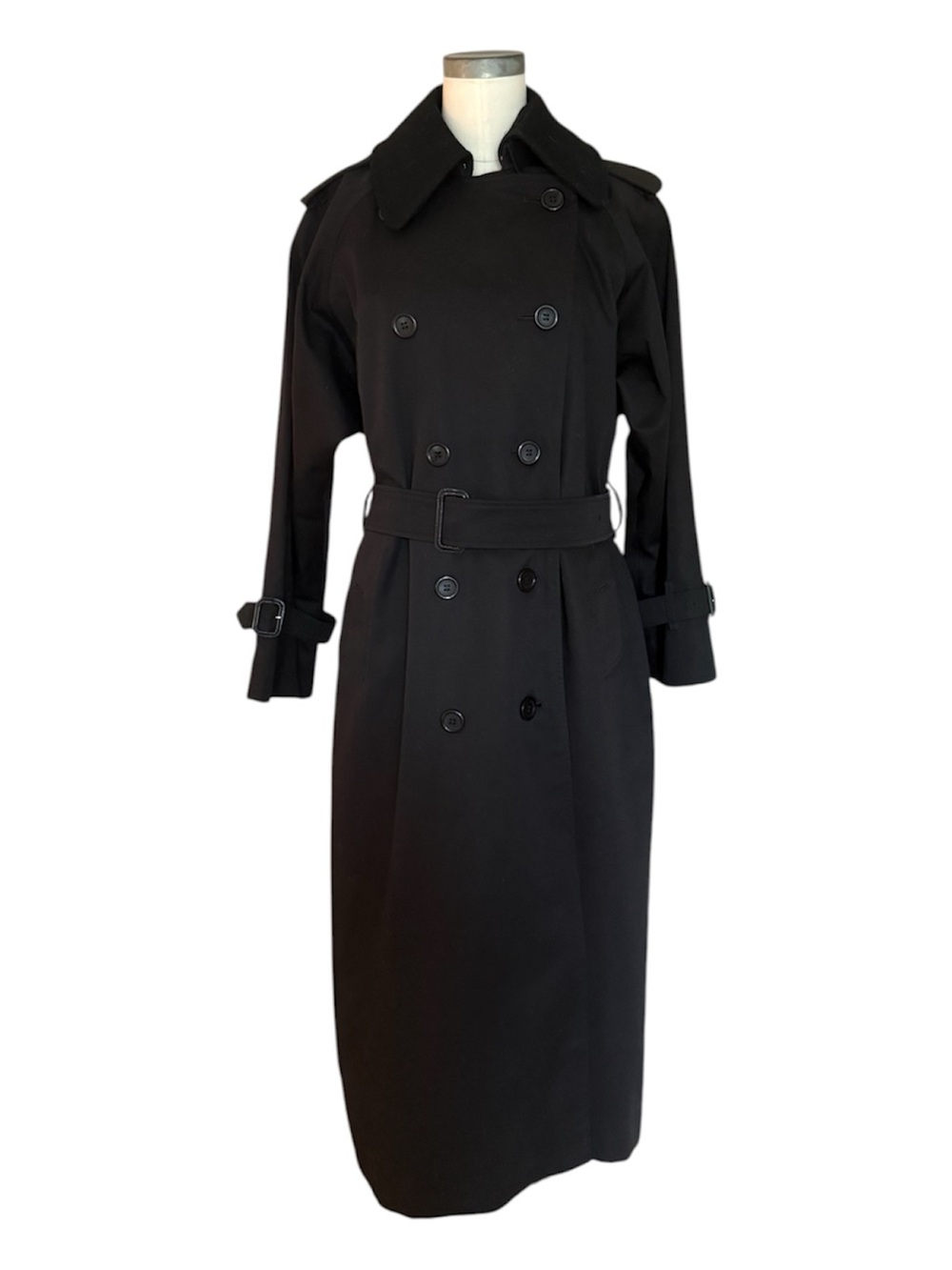 Authentic Burberry Black Double-Breasted Belted Long Trench Coat - Picture 6 of 13